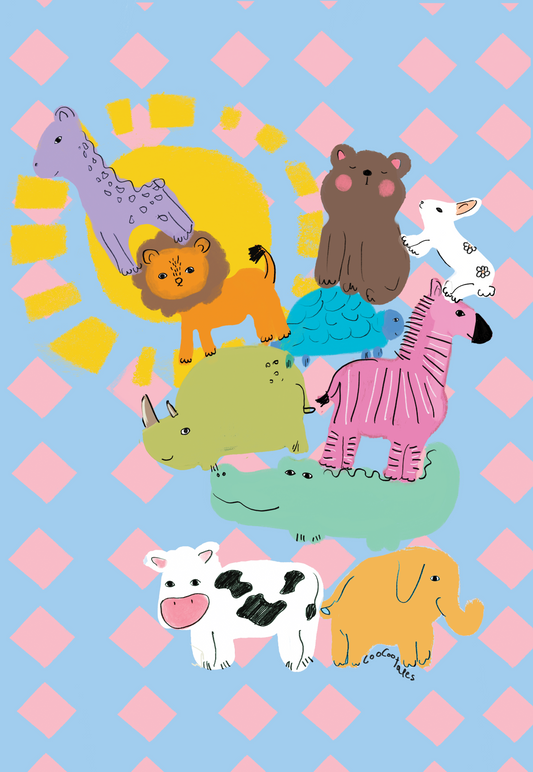 Vibrant And Playful  Animals Artwork - CooCootales