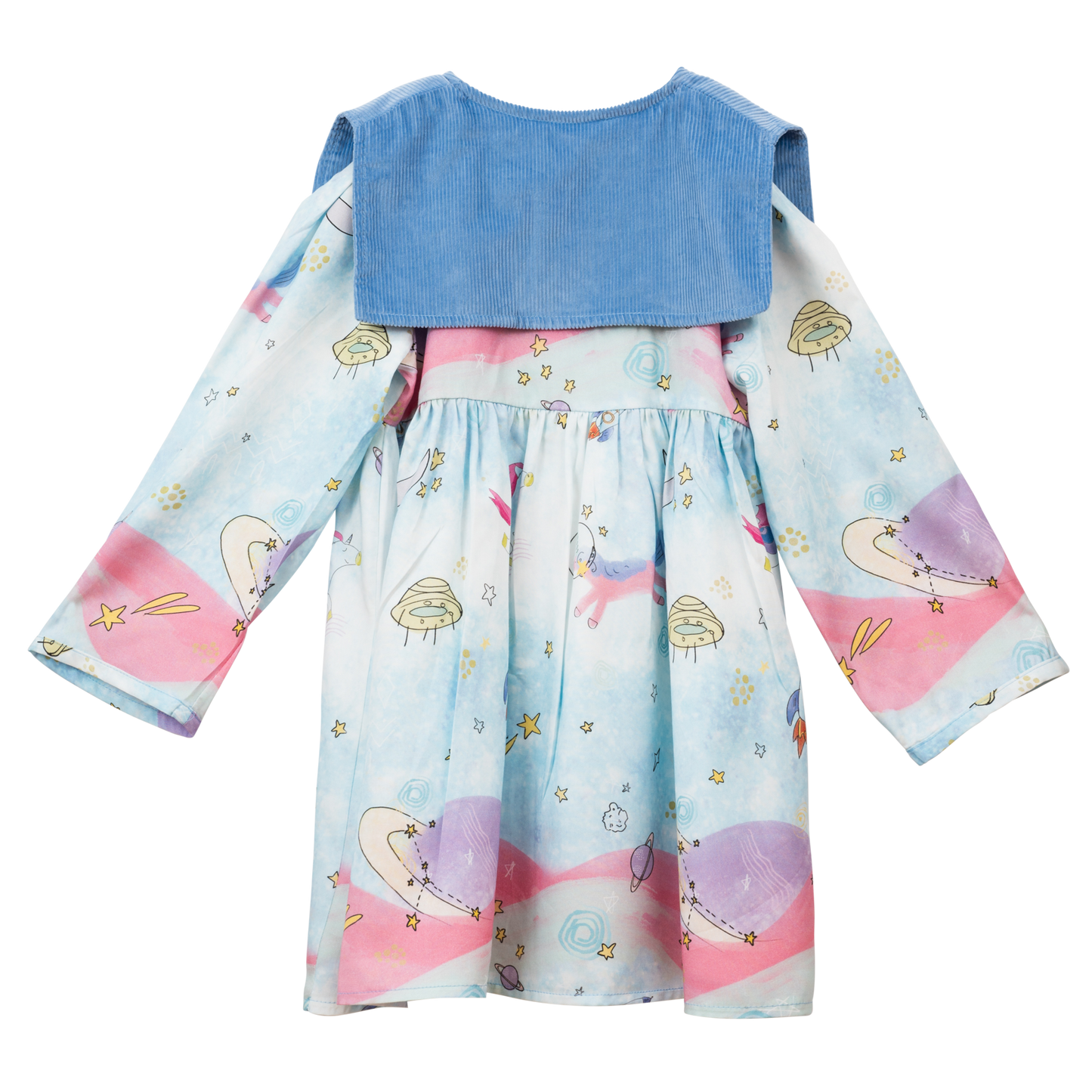 Unicorns In Space Dress With Blue Collar - CooCootales