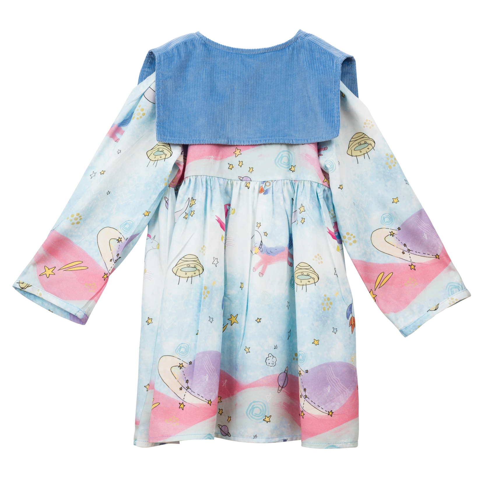 Unicorns In Space Dress With Blue Collar - CooCootales