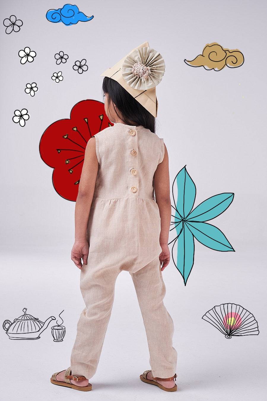 The Dinosaur Romper (light blue/beige) - CooCootales