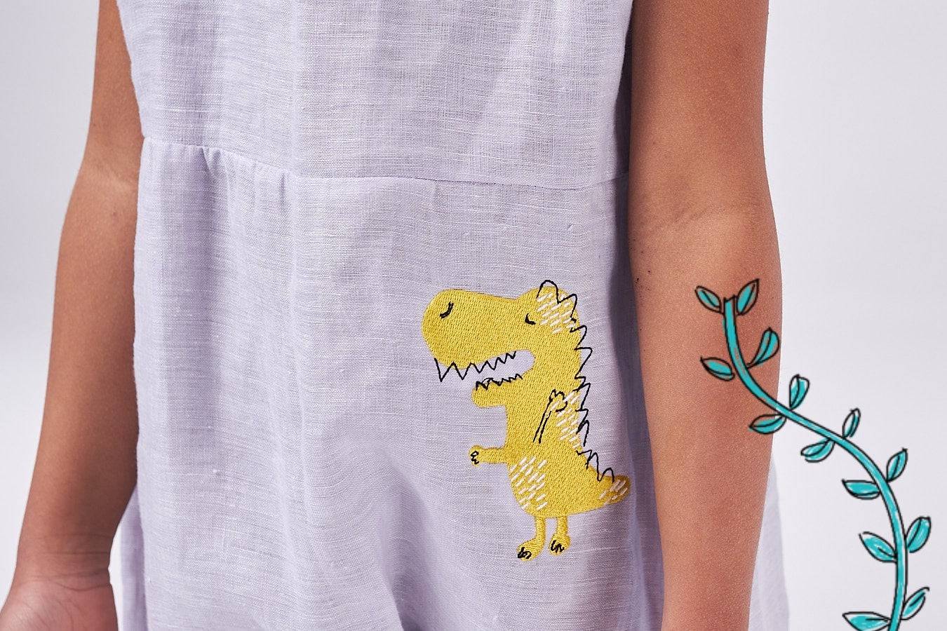 The Dinosaur Romper (light blue/beige) - CooCootales