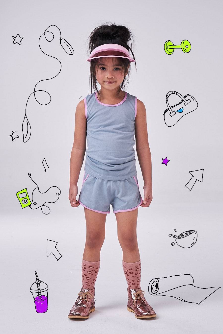 The Venice Beach Set (girls - yellow/dark blue/white/light blue/pink) - CooCootales