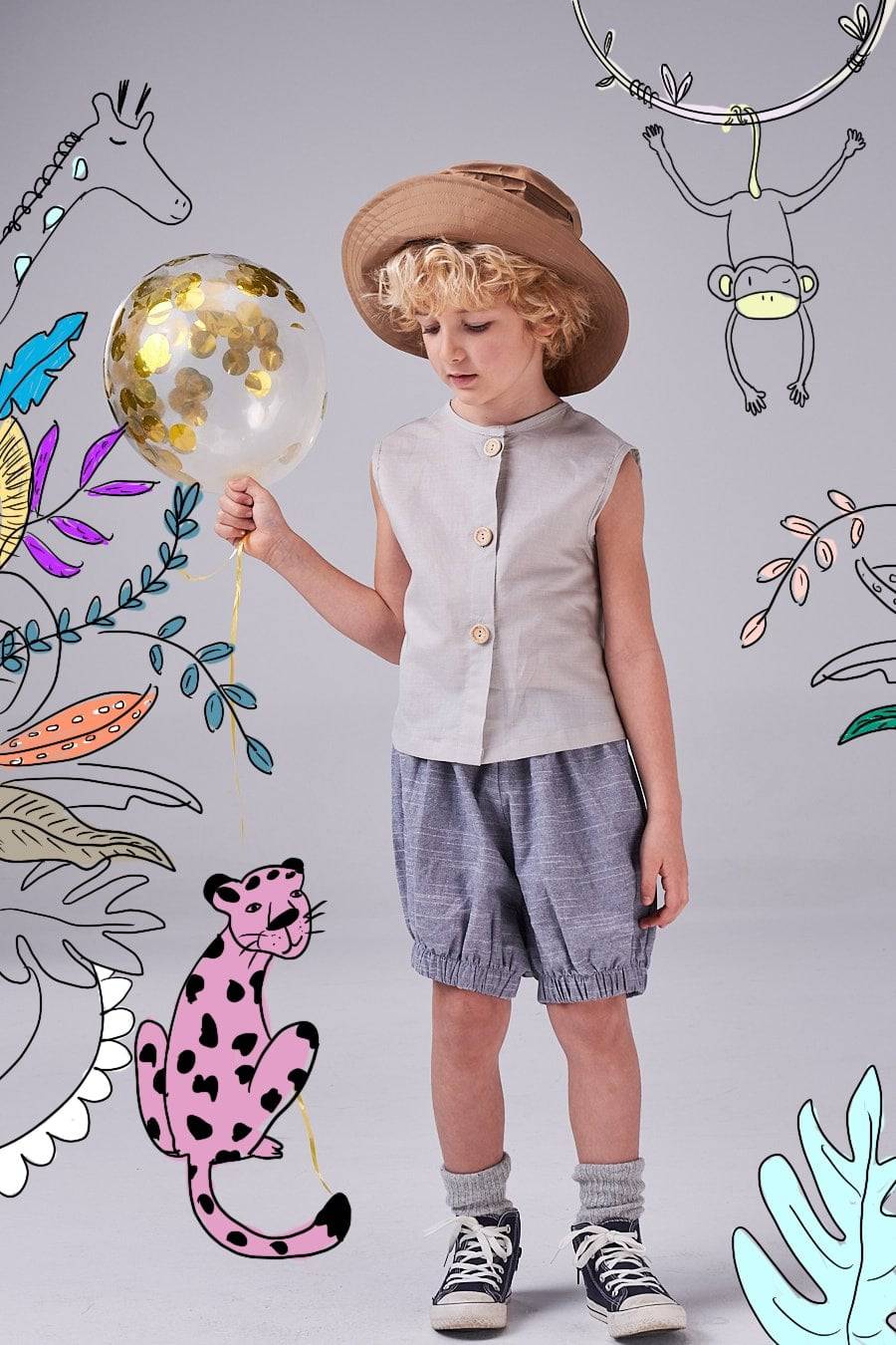 The Summer Breeze Shirt (boys - orange/light gray/pale green) - CooCootales