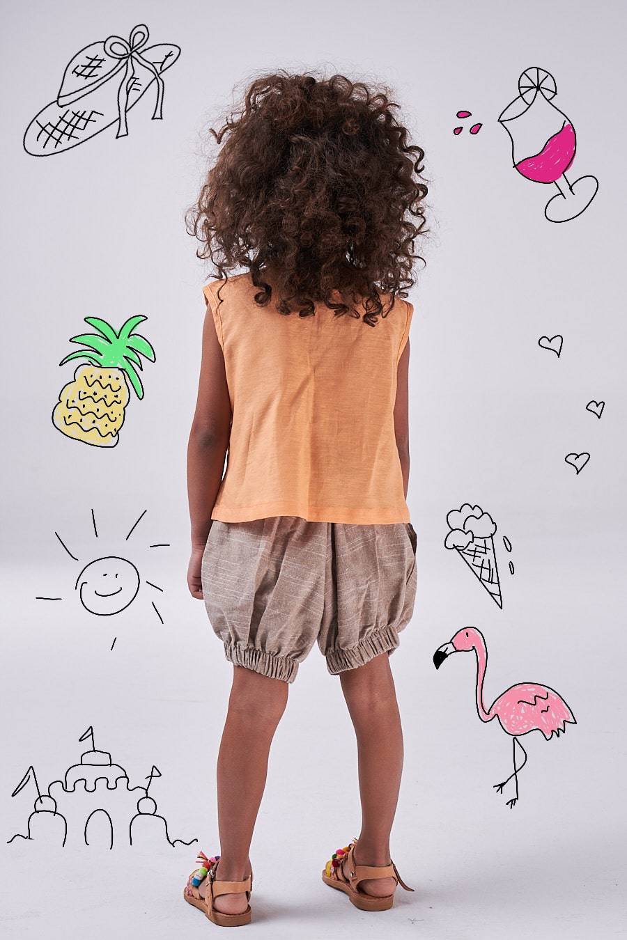The Summer Breeze Shirt (girls - pale green/orange/light gray) - CooCootales