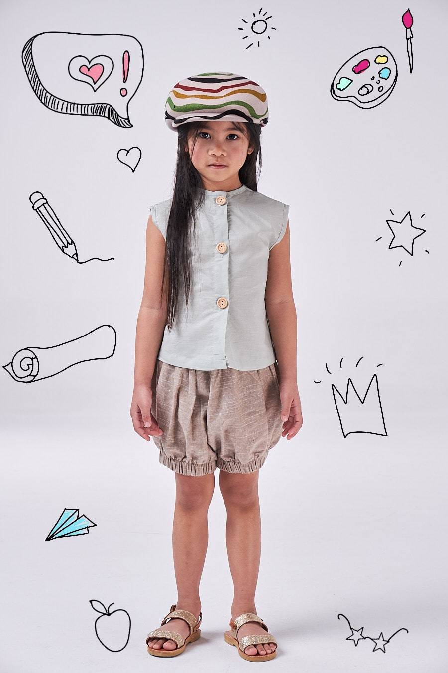 The Bubble Shorts (girls - beige/gray) - CooCootales