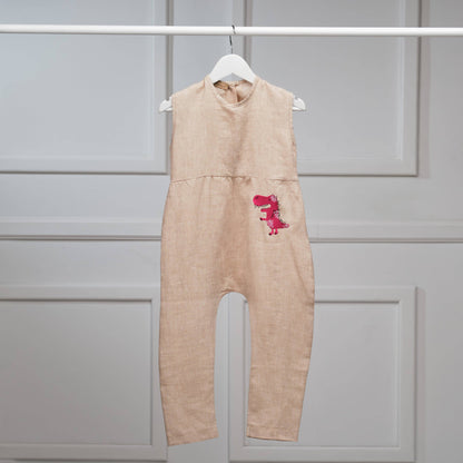 The Dinosaur Romper (light blue/beige) - CooCootales