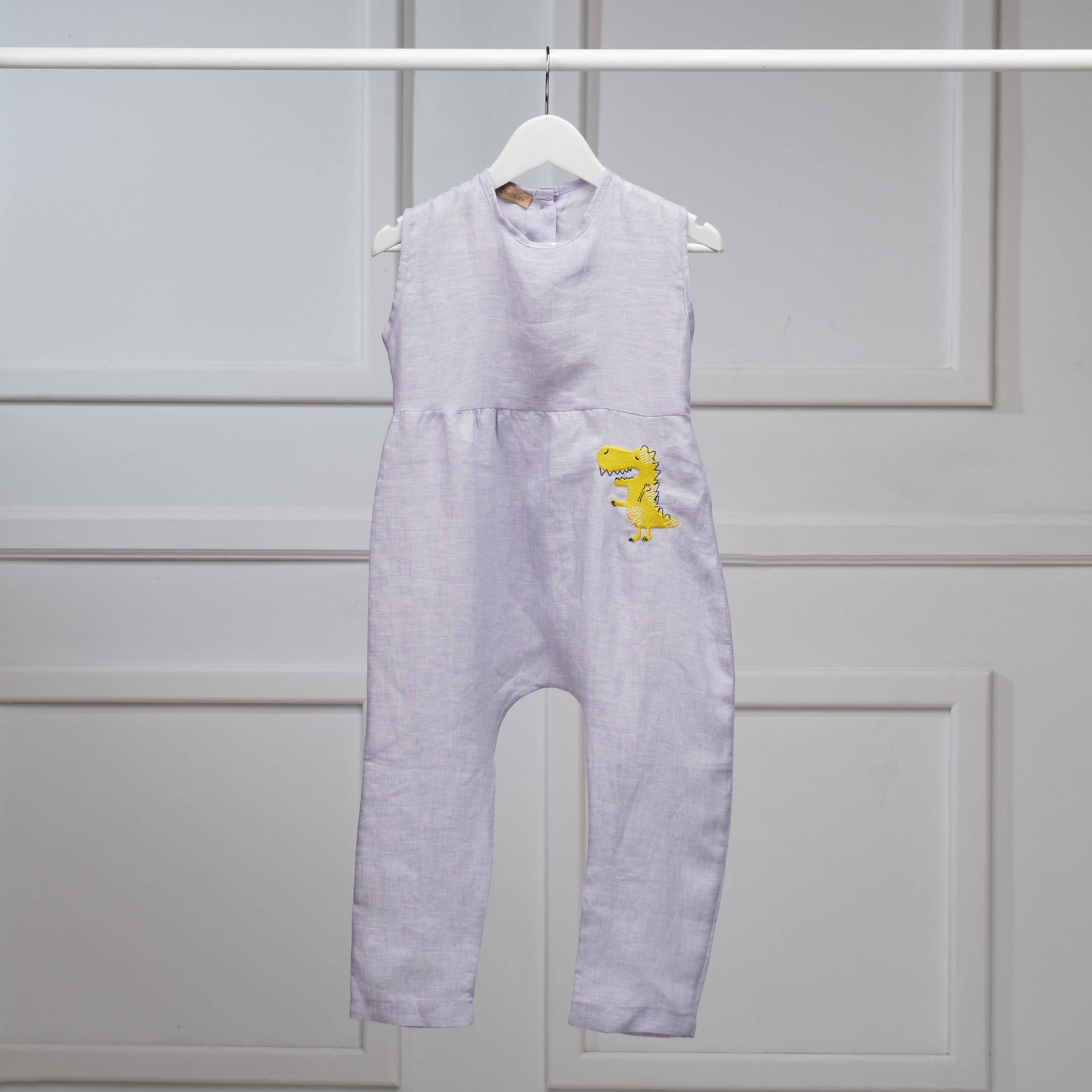 The Dinosaur Romper (beige/light blue) - CooCootales