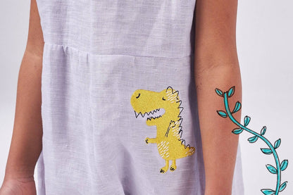The Dinosaur Romper (beige/light blue) - CooCootales