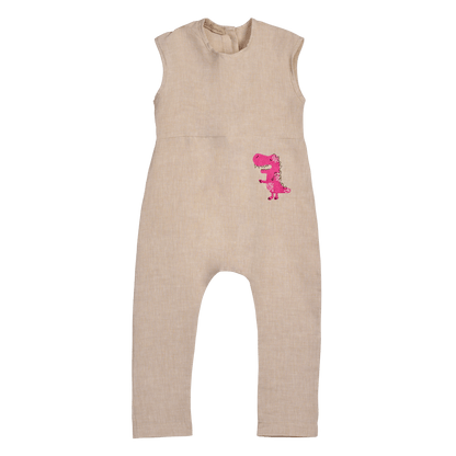 The Dinosaur Romper (beige/light blue) - CooCootales